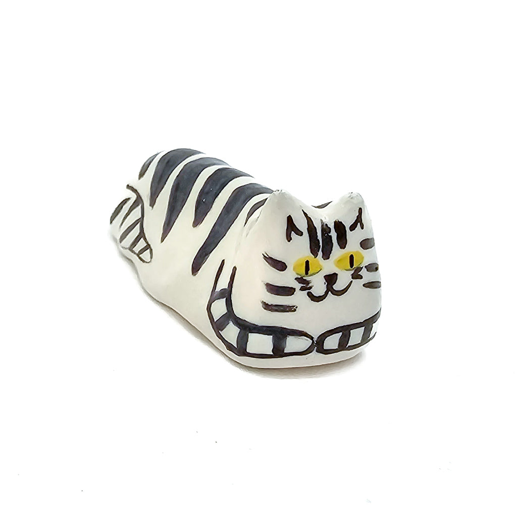 Loaf Black Stripes Box Kitty - Handmade Ceramic Cat Figurine