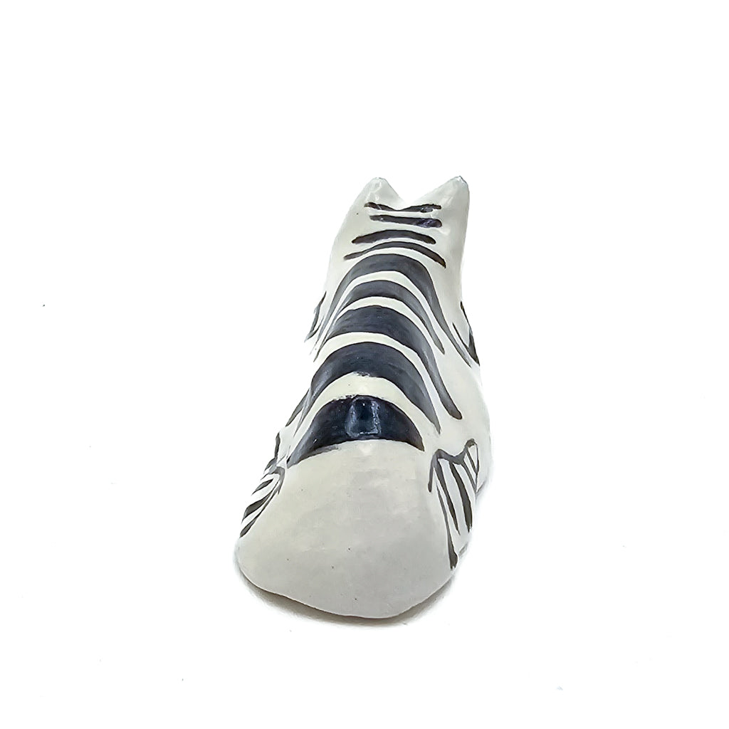 Loaf Black Stripes Box Kitty - Handmade Ceramic Cat Figurine