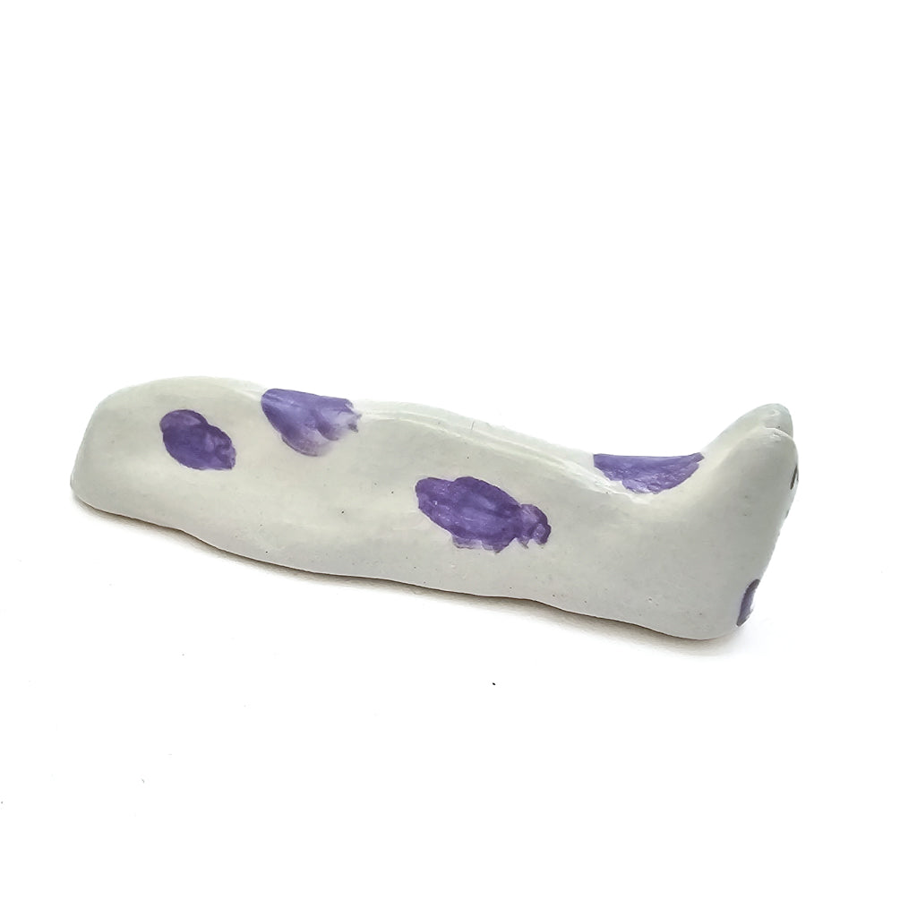 Loaf Purple Spots Box Kitty - Handmade Ceramic Cat Figurine