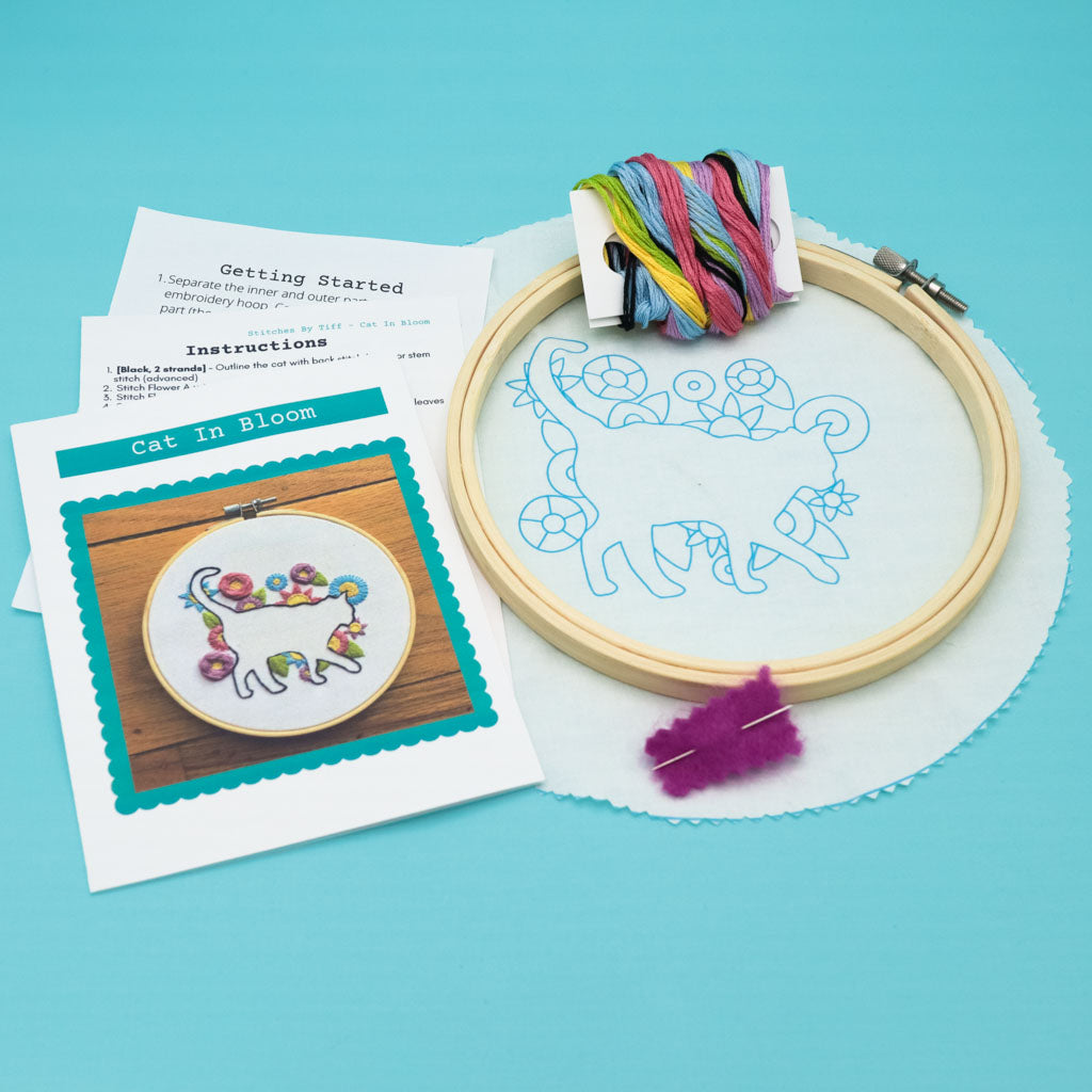 Cat In Bloom - Embroidery Kit