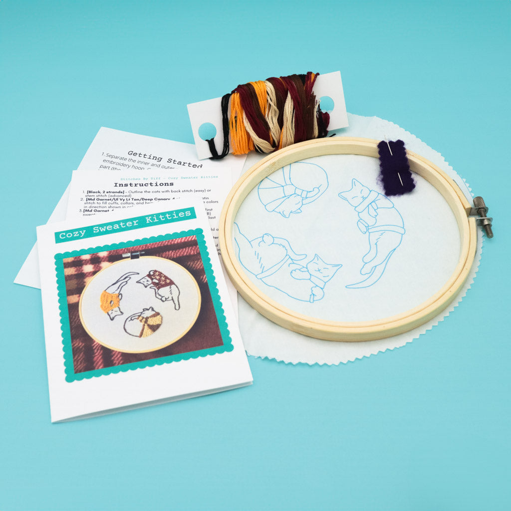 Cozy Sweater Kitties - Embroidery Kit