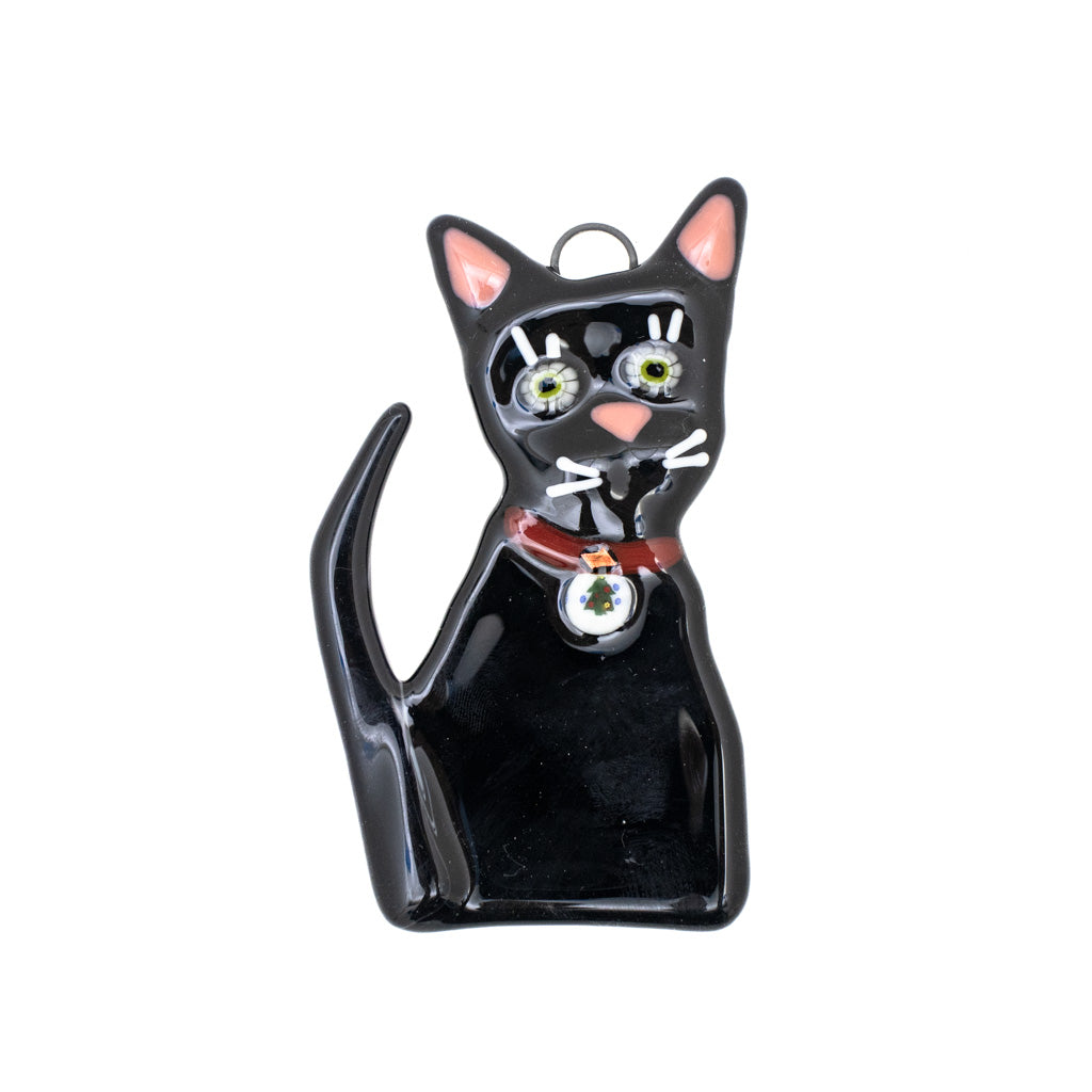 Black Kitty Cat 1 - Fuse Glass Ornament