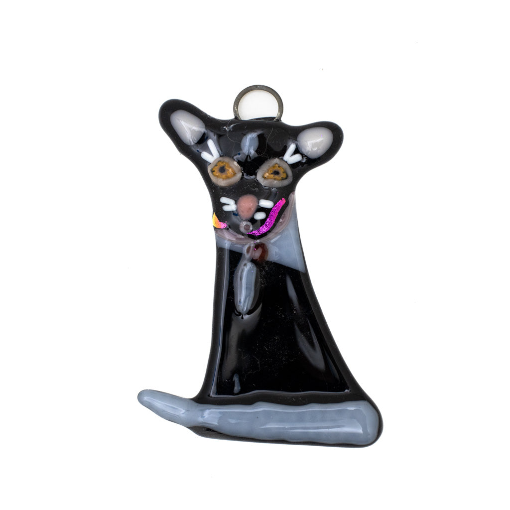 Black Kitty Cat 4 - Fuse Glass Ornament