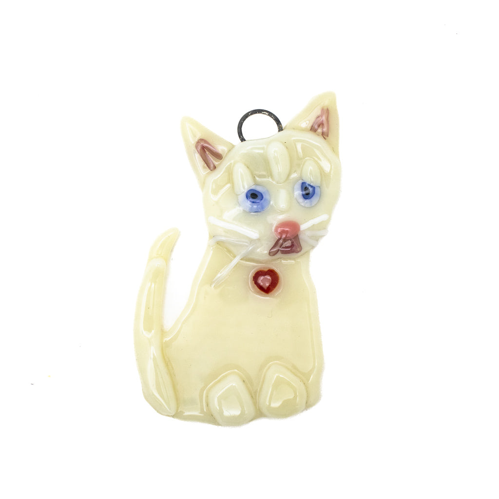 Cream Kitten - Fuse Glass Ornament