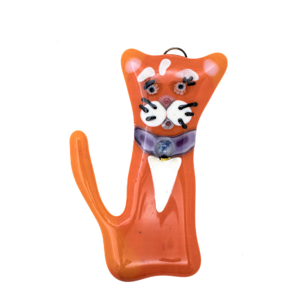 Orange Tuxedo Cat - Fuse Glass Ornament