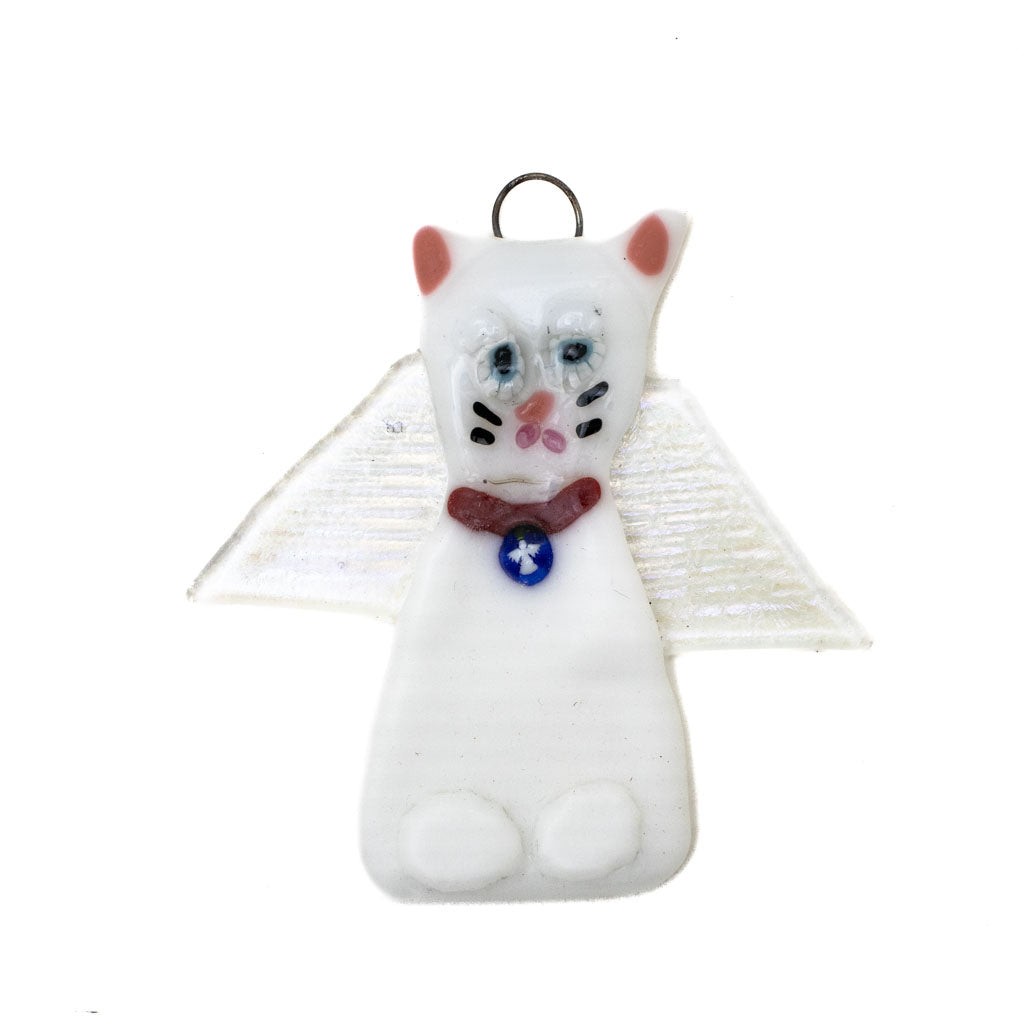 White Angel Cat - Fuse Glass Ornament