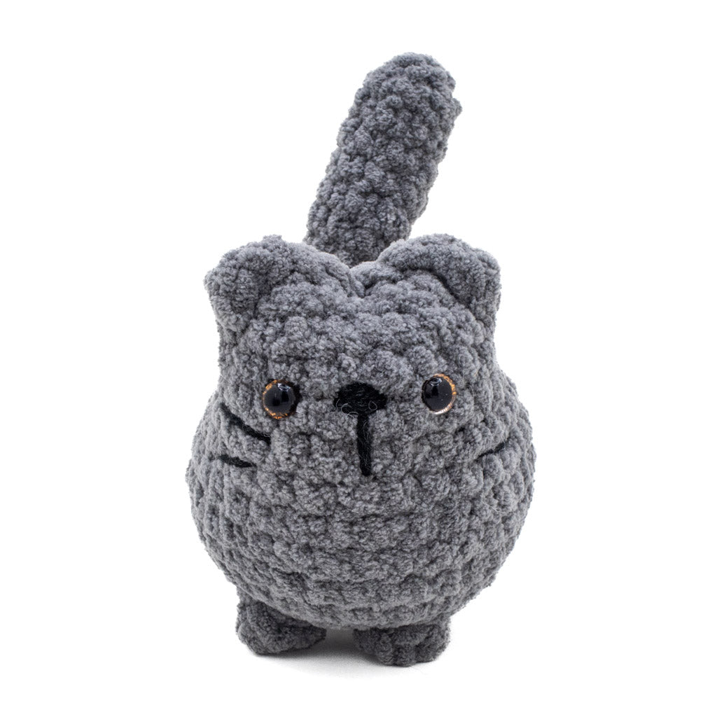 BigBebez Dark Grey Scottish Fold Cat - Super Soft Hand Crochet