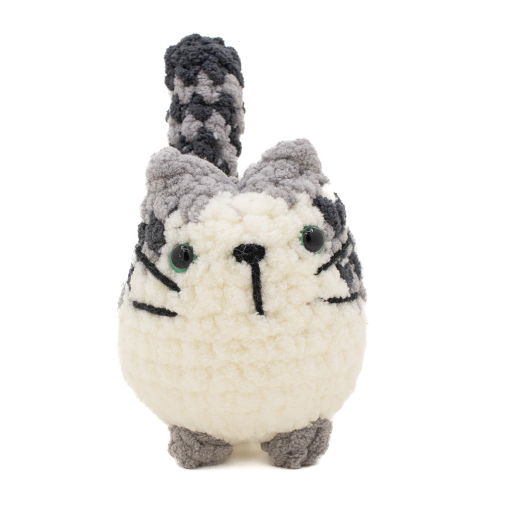 BigBebez Grey Tabby Tuxedo Cat - Super Soft Hand Crochet