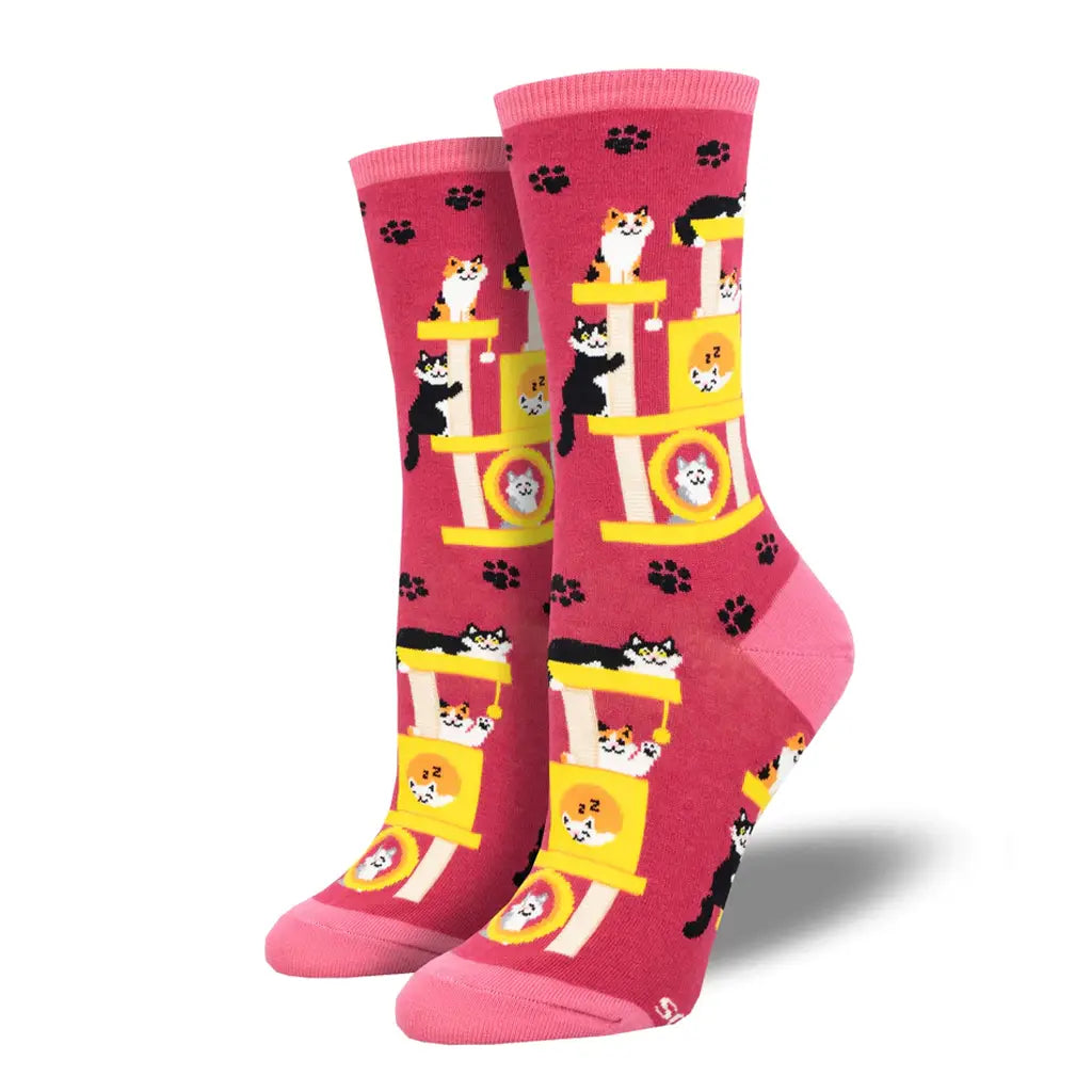 Cool Cats Club Pink - Crew Socks - S/M