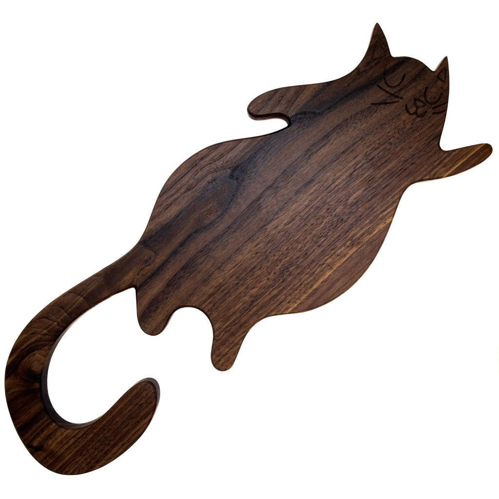 Long Tail Sleepy Cat - Walnut Cutting Board
