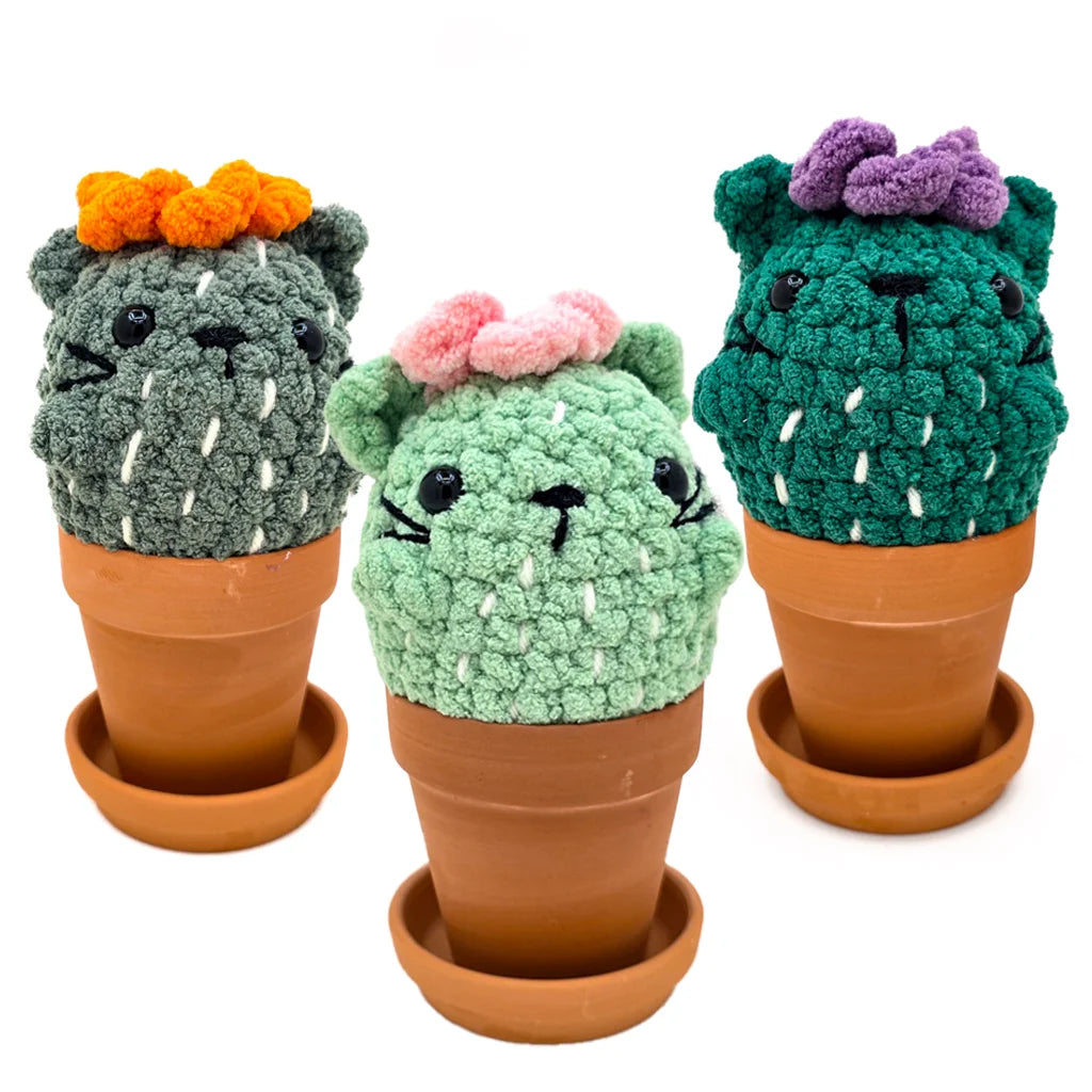 Potted Flowering Cattus - Super Soft Hand Crochet