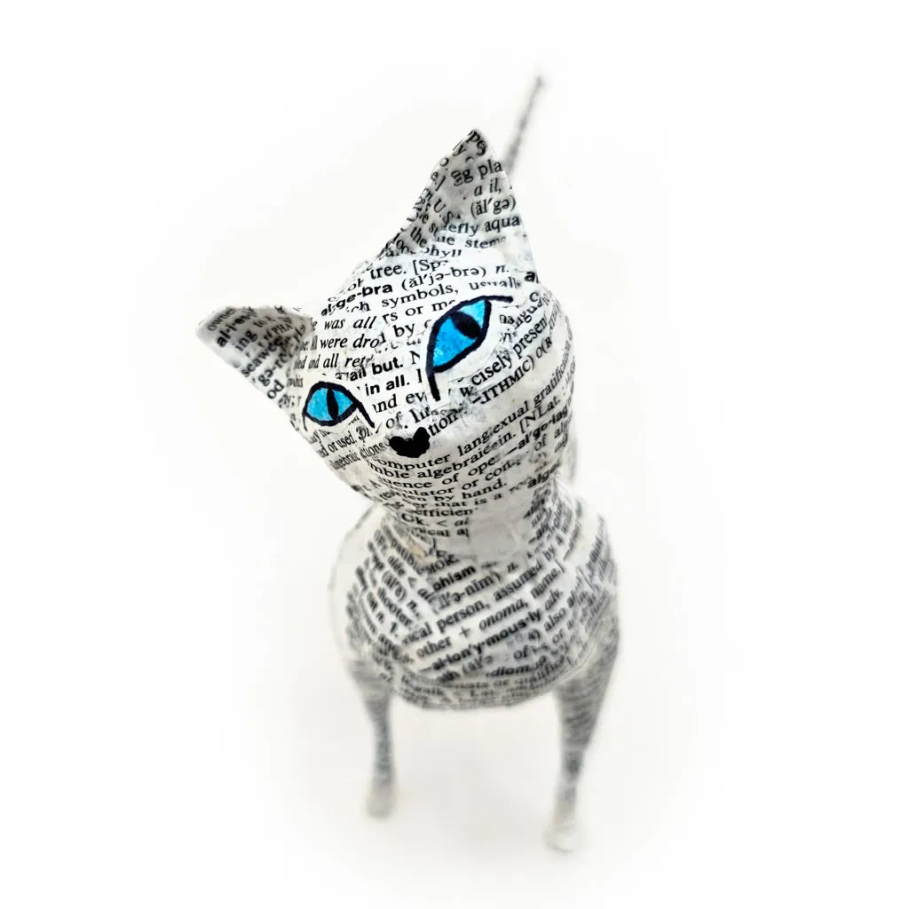 Book Cat #73 - Paper Mache Sculpture