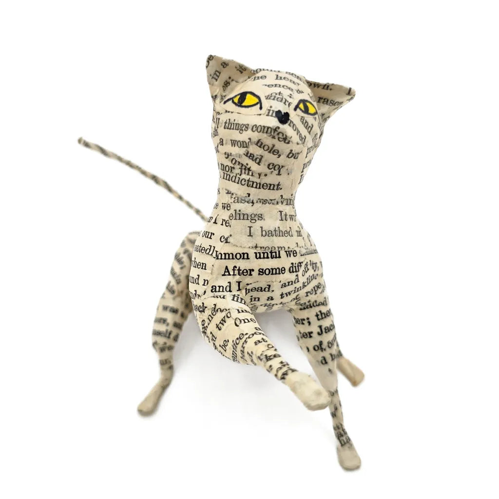 Book Cat #74 - Paper Mache Sculpture