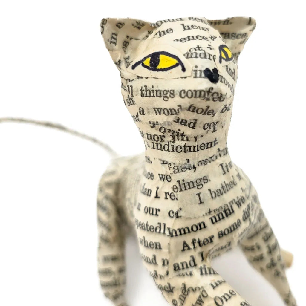 Book Cat #74 - Paper Mache Sculpture