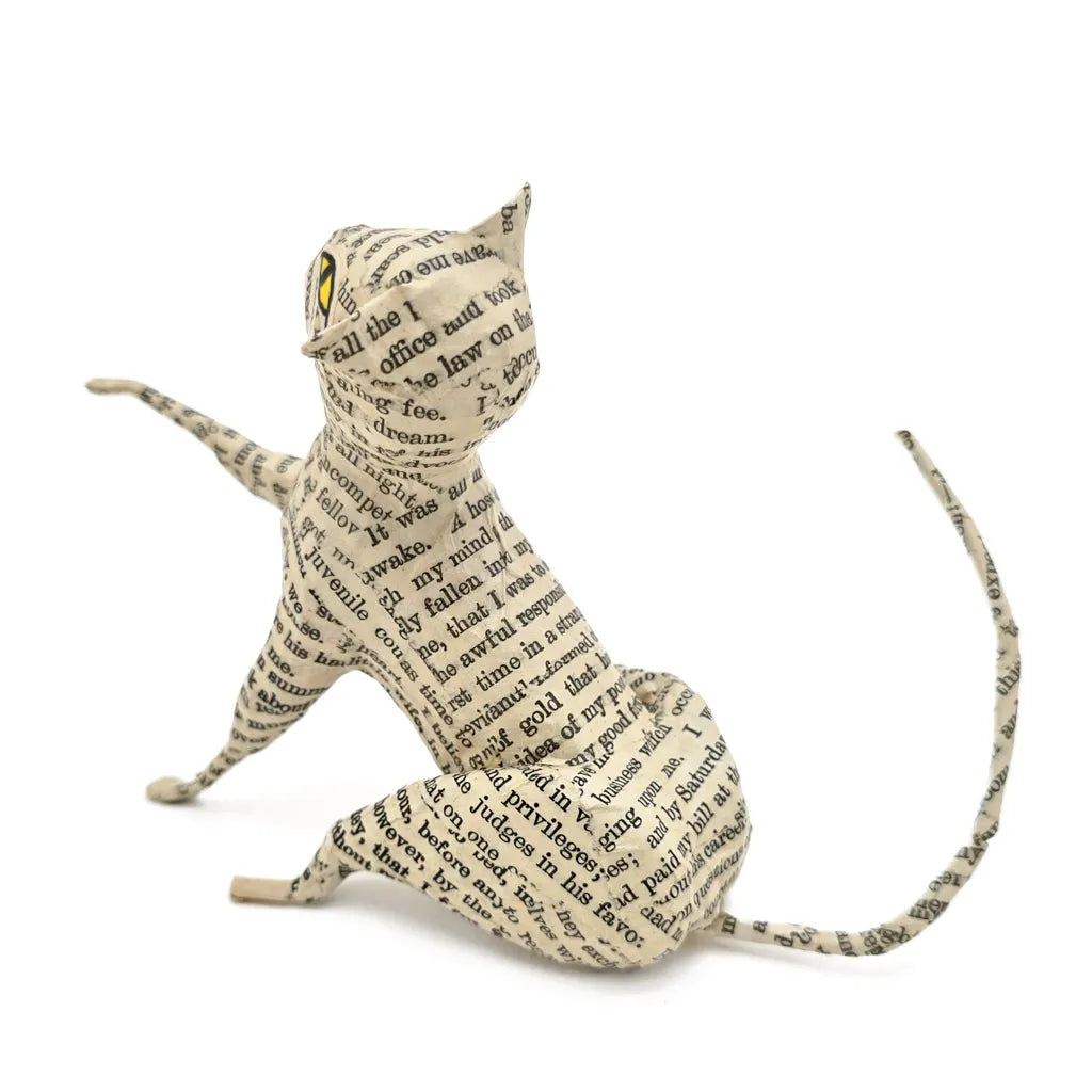 Book Cat #74 - Paper Mache Sculpture