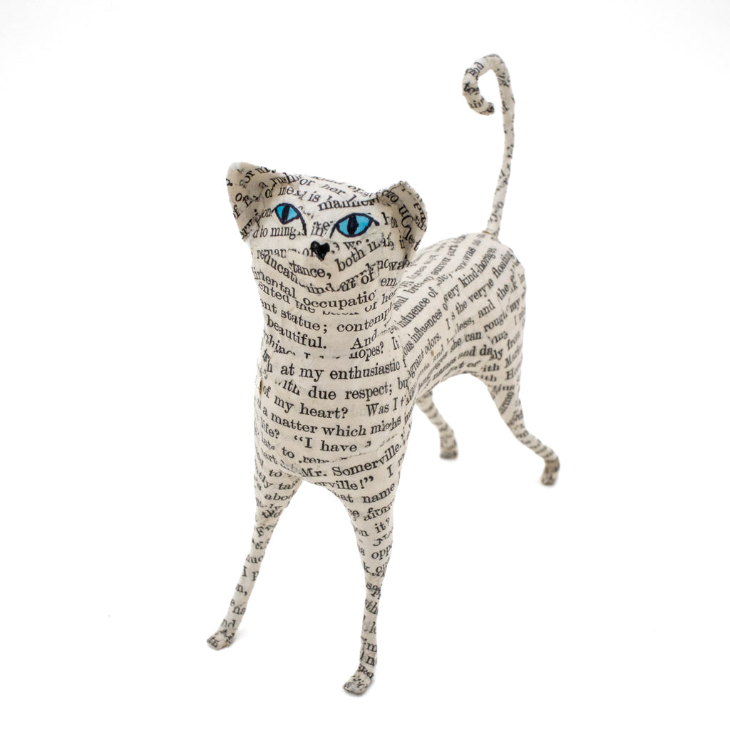 Book Cat #14 - Paper Mache Sculpture