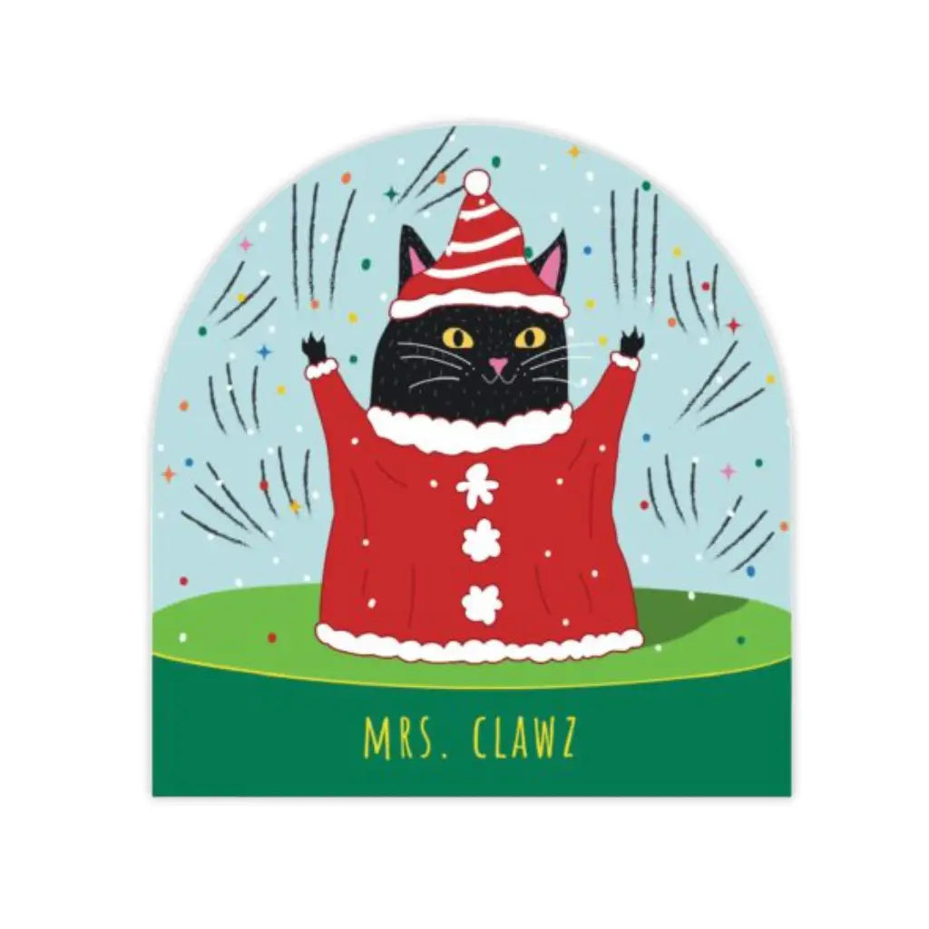 Kits Cat Mrs. Clawz - Die Cut Card