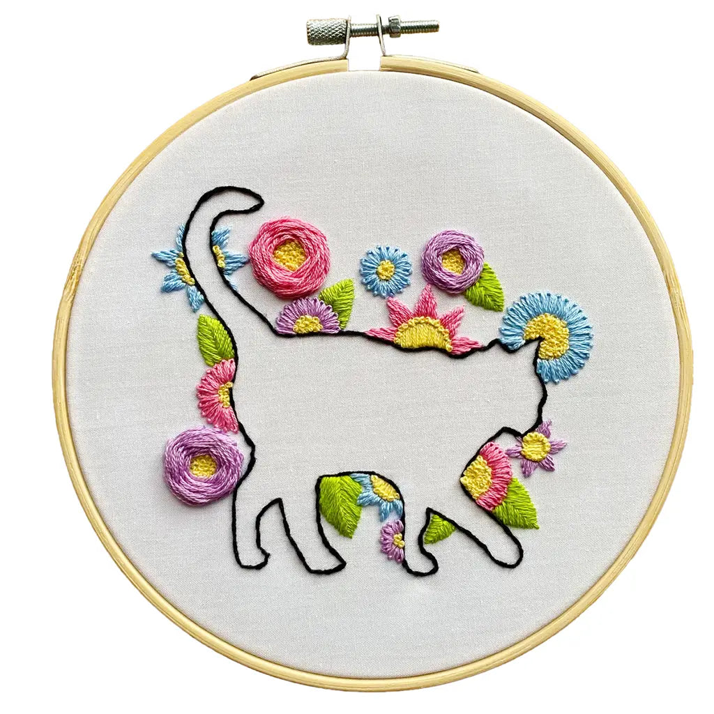 Cat In Bloom - Embroidery Kit