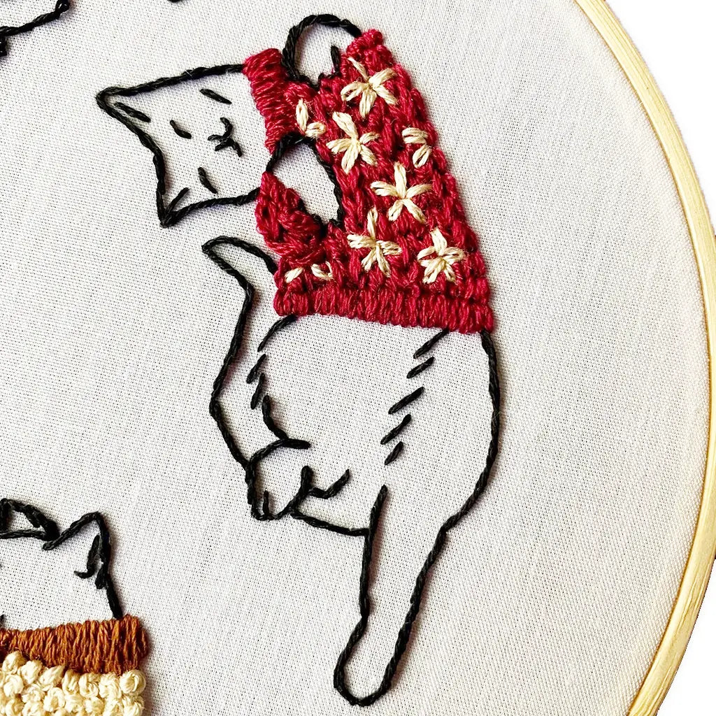 Cozy Sweater Kitties - Embroidery Kit