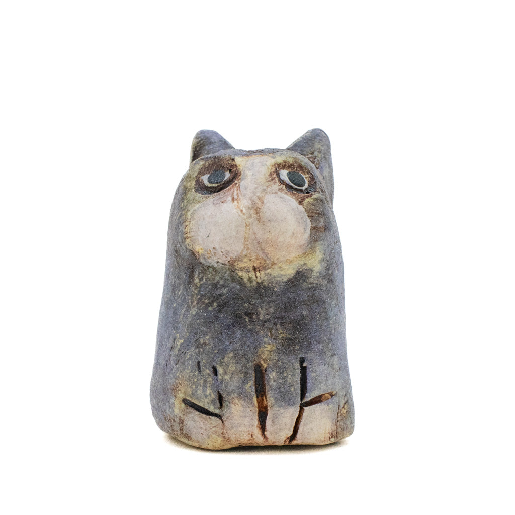 Tiny Grey Tuxedo Cats - Handmade Ceramic