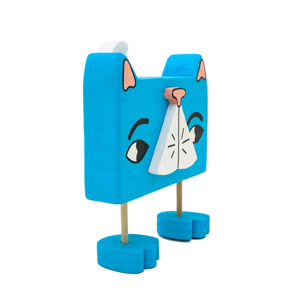 Blue Cat - Wood Sculpture