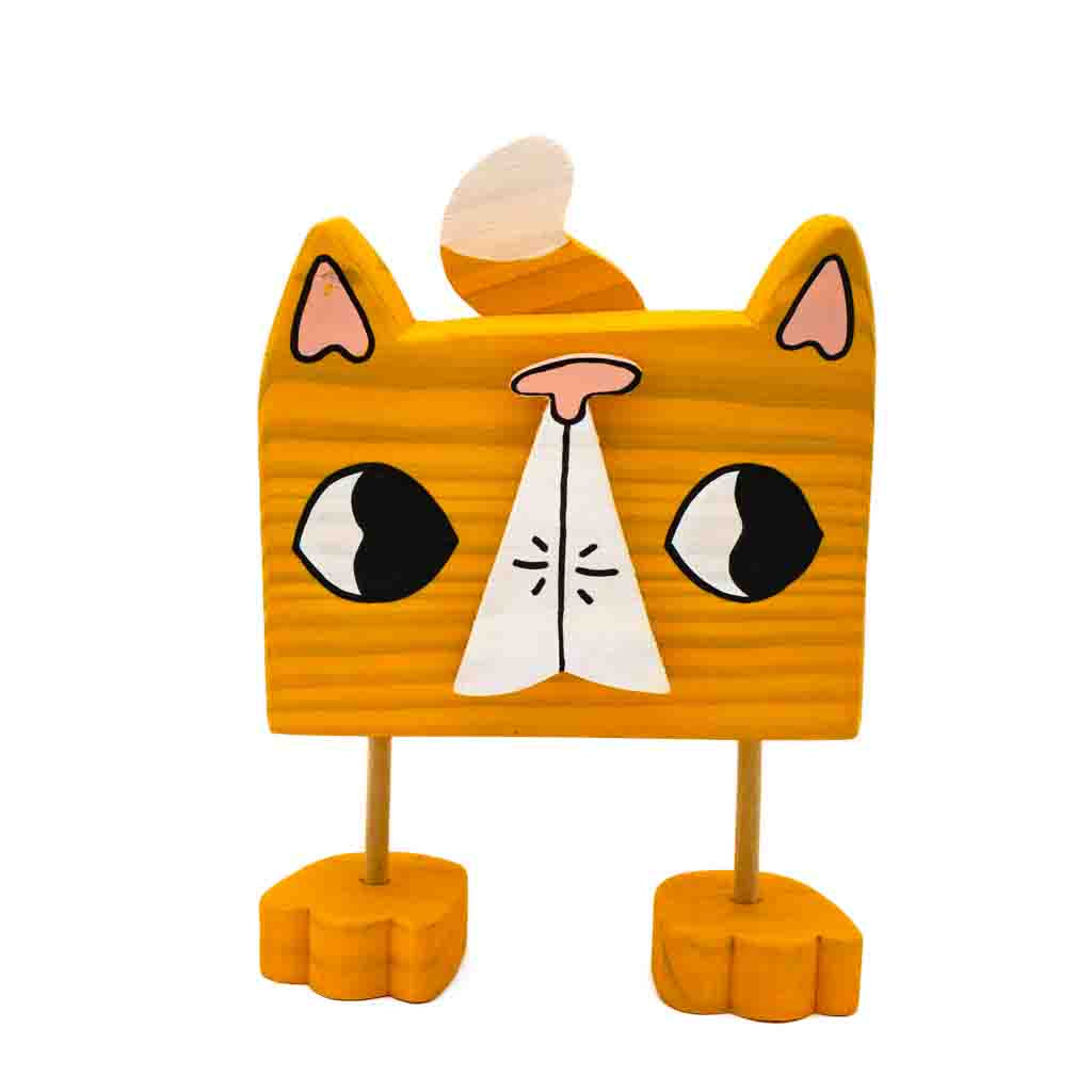 Orange Cat - Wood Sculpture