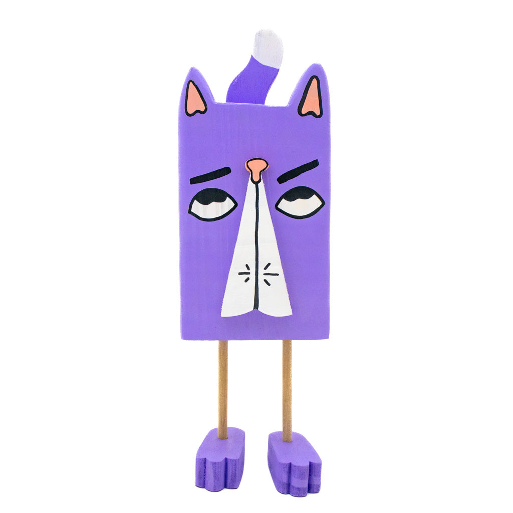 Lilac Cat - Wood Sculpture