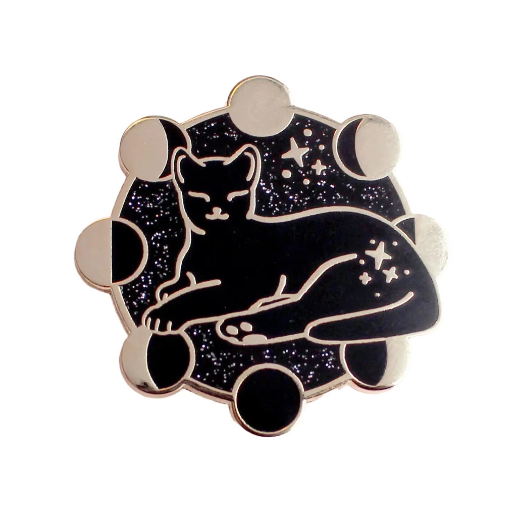 Black Cat Moon Phases - Hard Enamel Pin