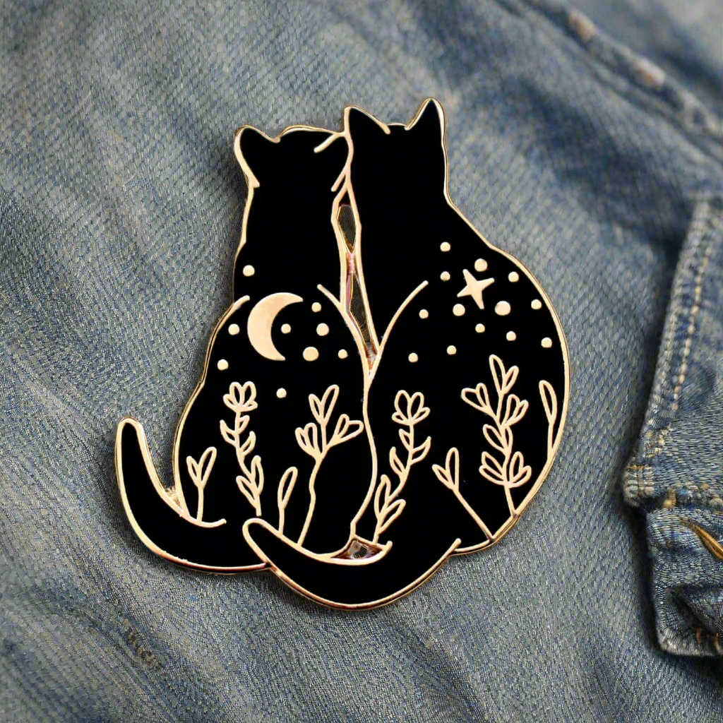 Black Cats Stargazing - Hard Enamel Pin