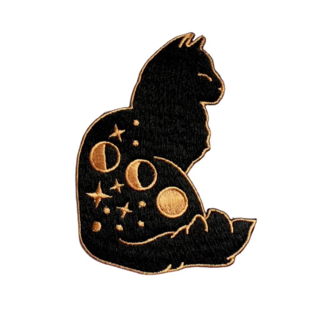 Celestial Black Cat - Embroidered Patch