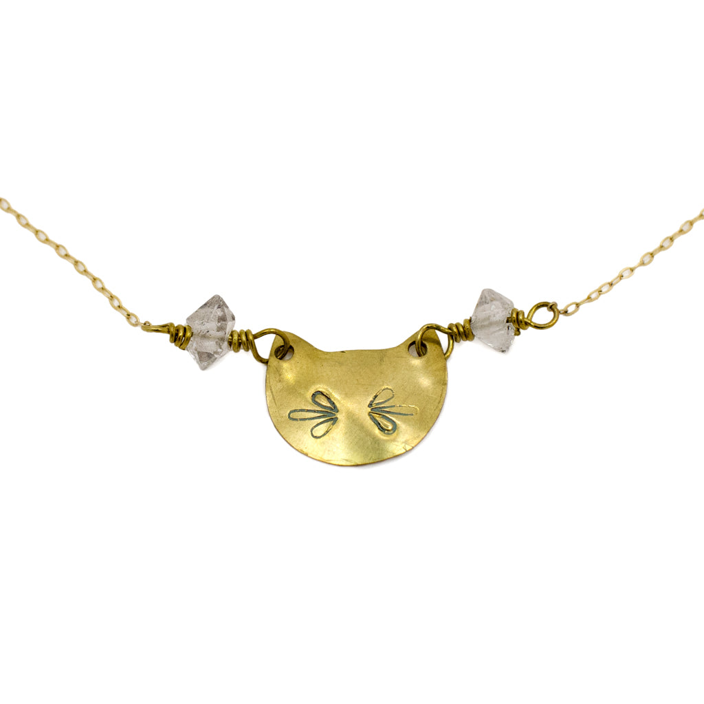 Kitty's Gems Herkimer Diamonds - Brass Necklace