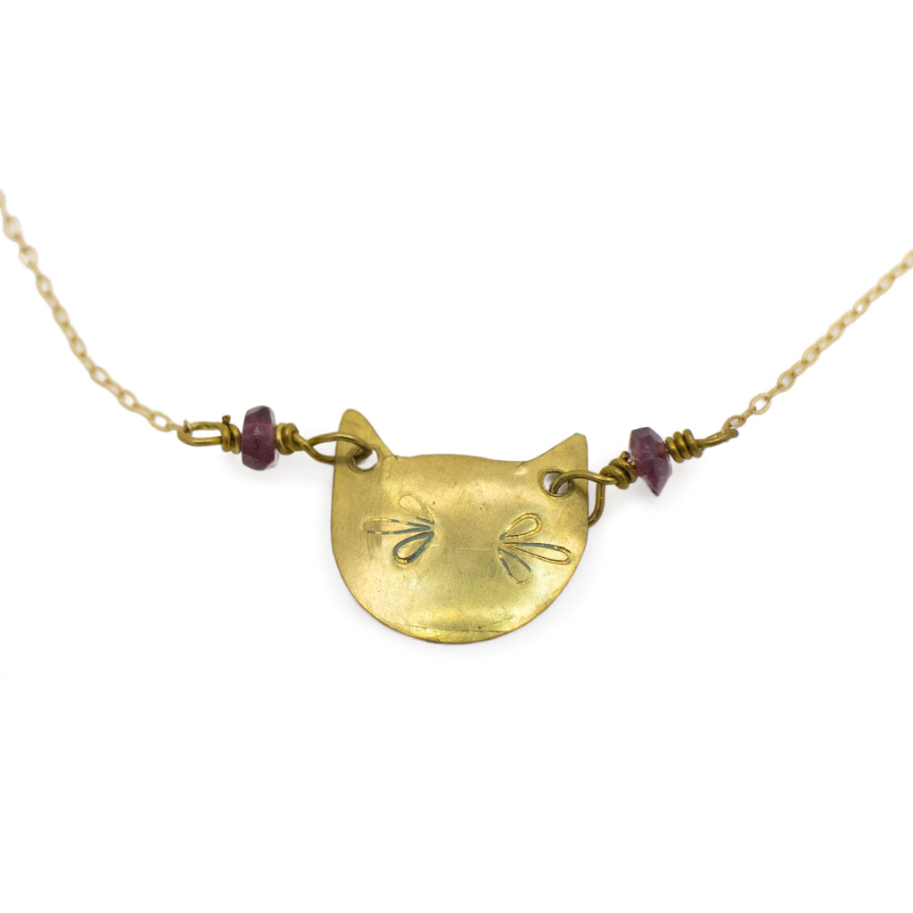 Kitty&#39;s Gems Garnet - Brass Necklace