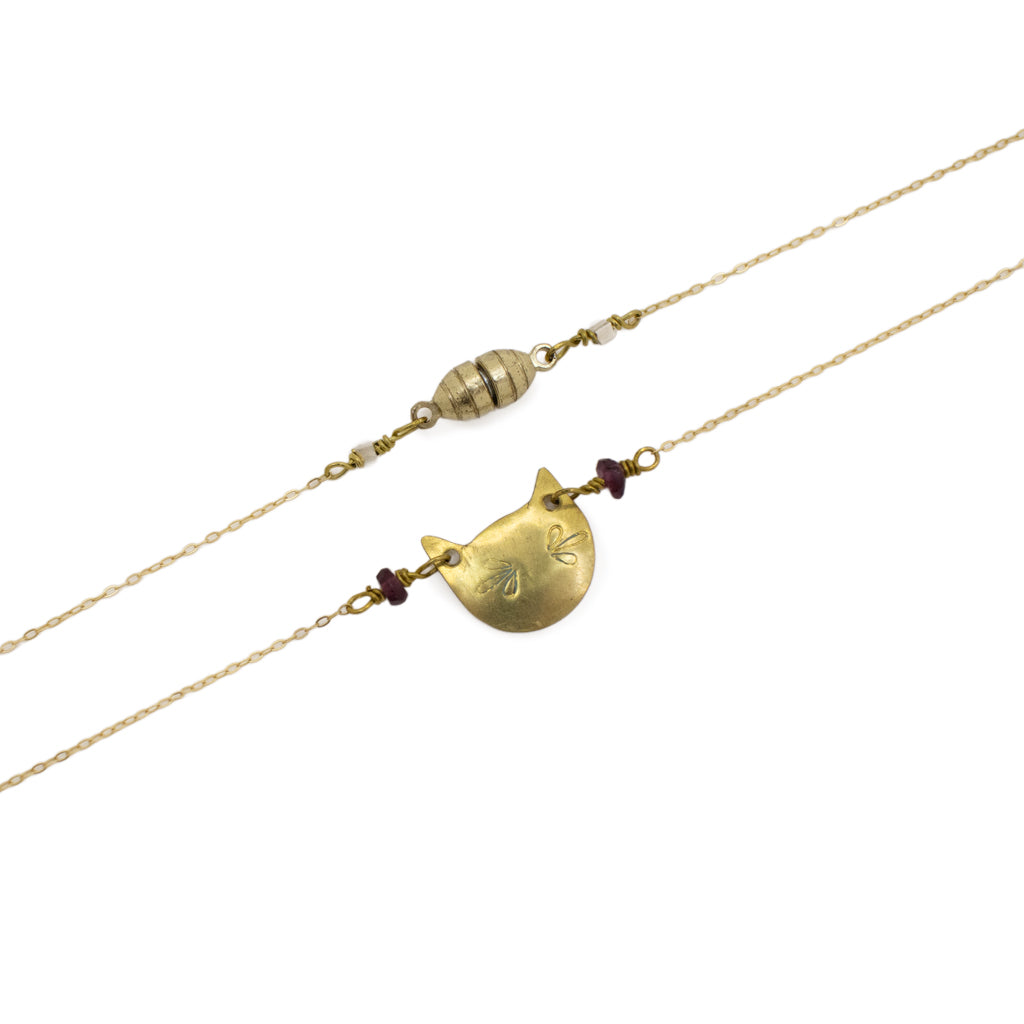 Kitty's Gems Garnet - Brass Necklace