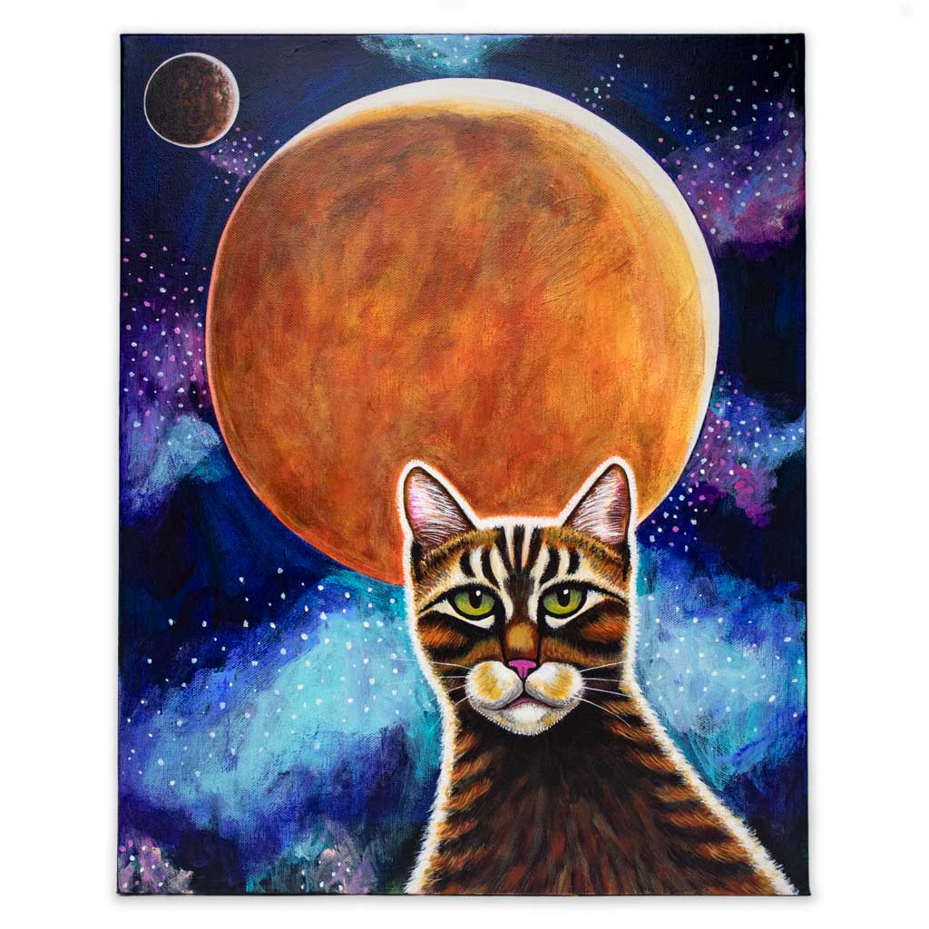 Galaxy Cat - Glowing Original Painting