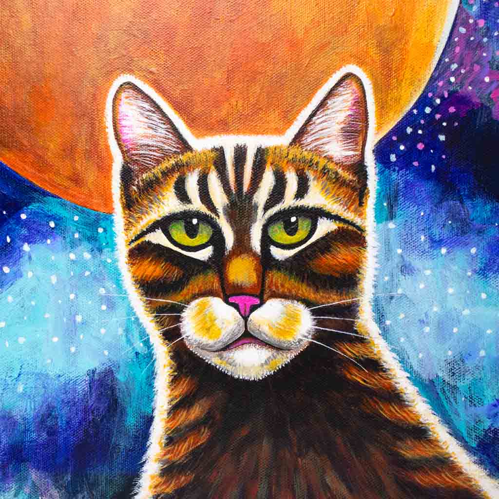 Galaxy Cat - Glowing Original Painting