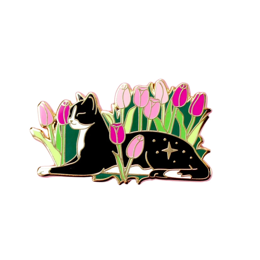 Tulip Tuxedo Cat - Hard Enamel Pin