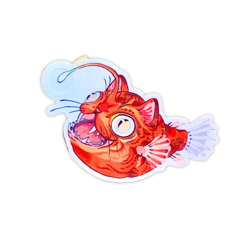 Angler Cat - Die Cut Sticker - Glow-in-the-dark