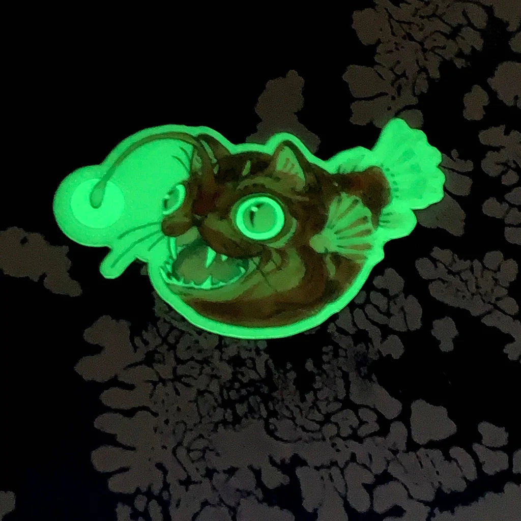 Angler Cat - Die Cut Sticker - Glow-in-the-dark