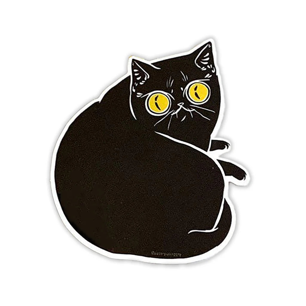 Big Yellow Eyes Black Cat - Die Cut Sticker