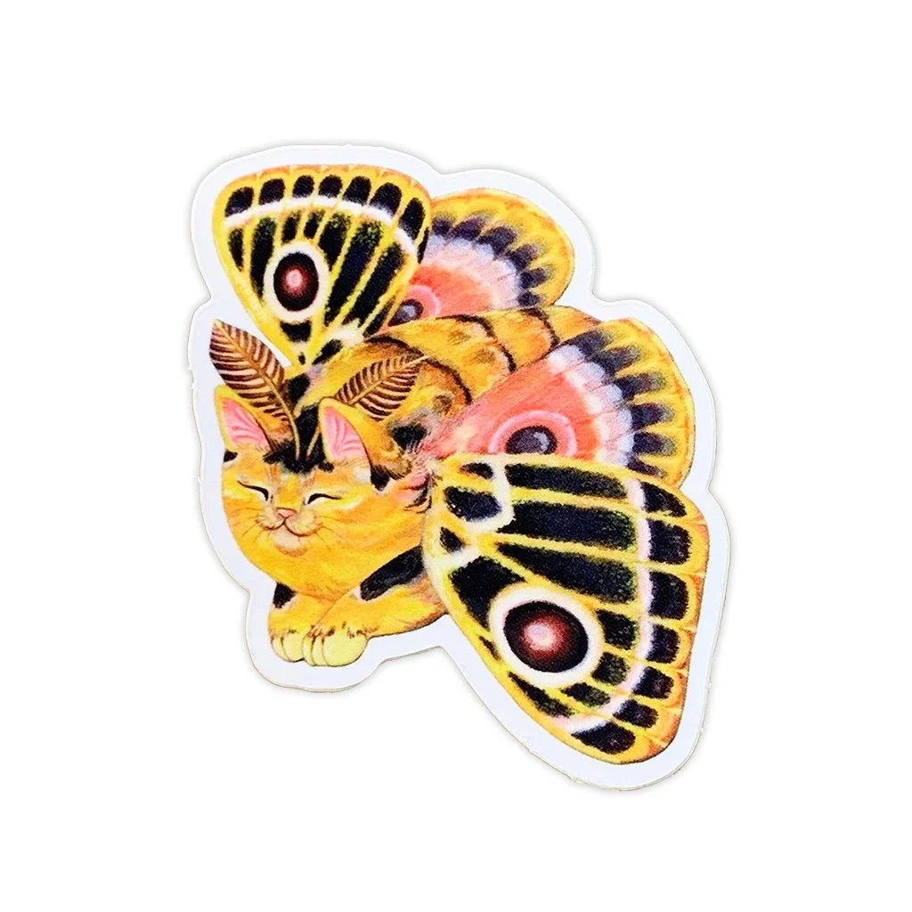 Vivid Joy Moth Cat - Die Cut Sticker