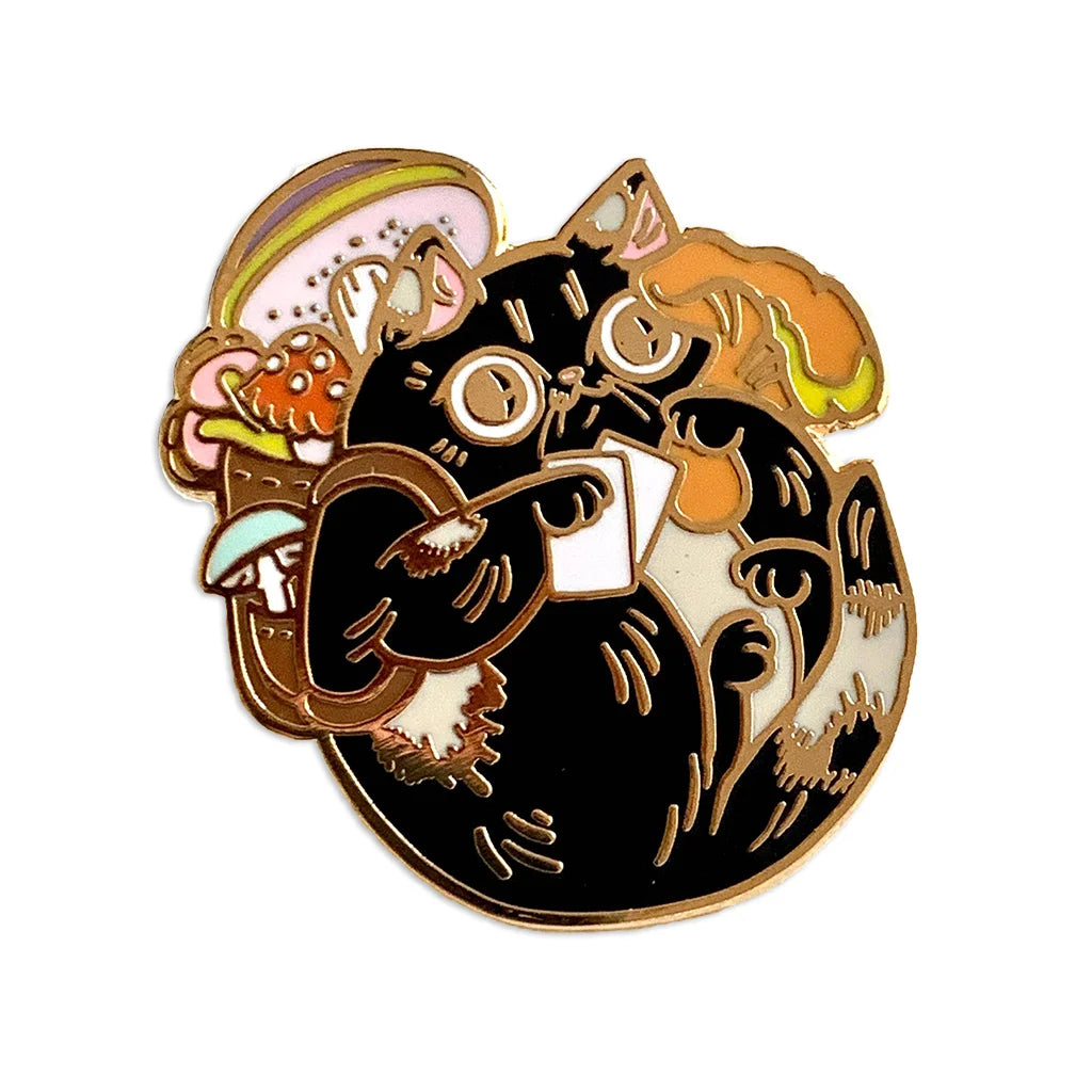 The Collector Black Mushroom Cat - Hard Enamel Pin