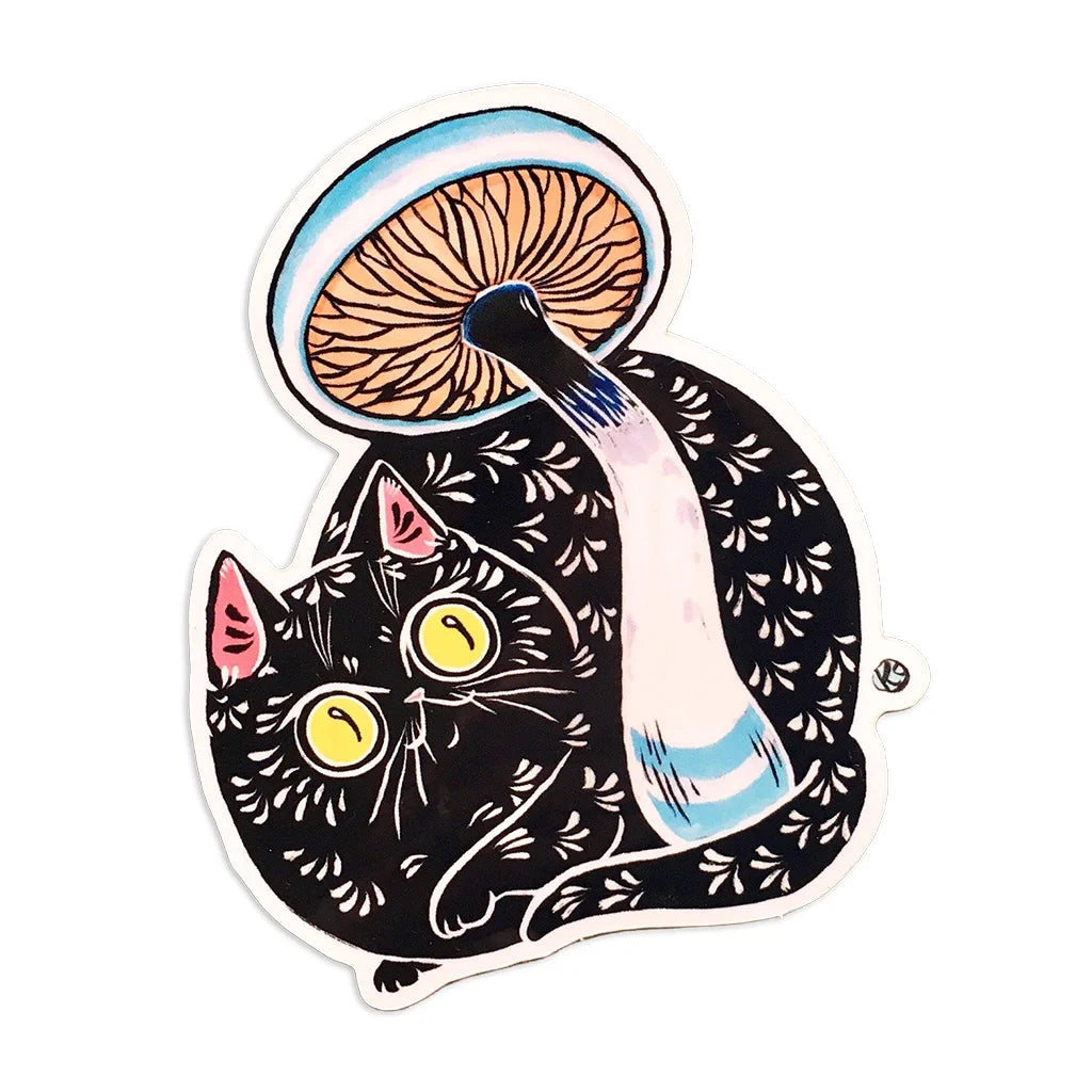 Black Cat Mushroom - Die Cut Sticker