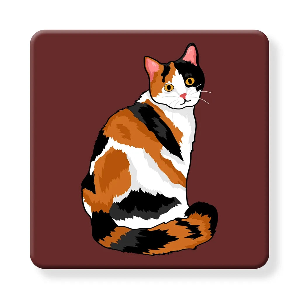 Calico on Maroon - Cork Coaster