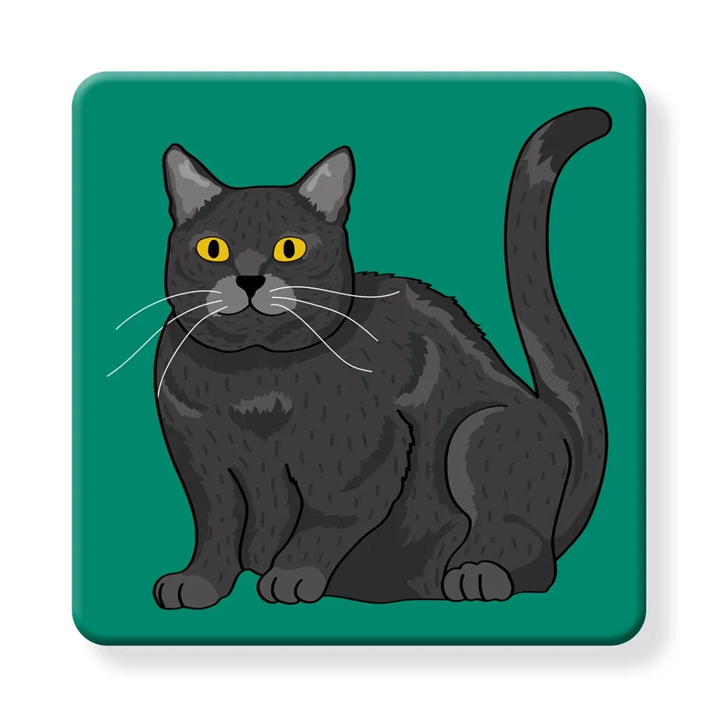 Russian Blue on Green- Cork Coaster