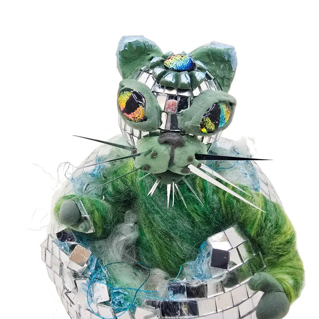 Astral Masquerade - Mixed Media Cat Sculpture