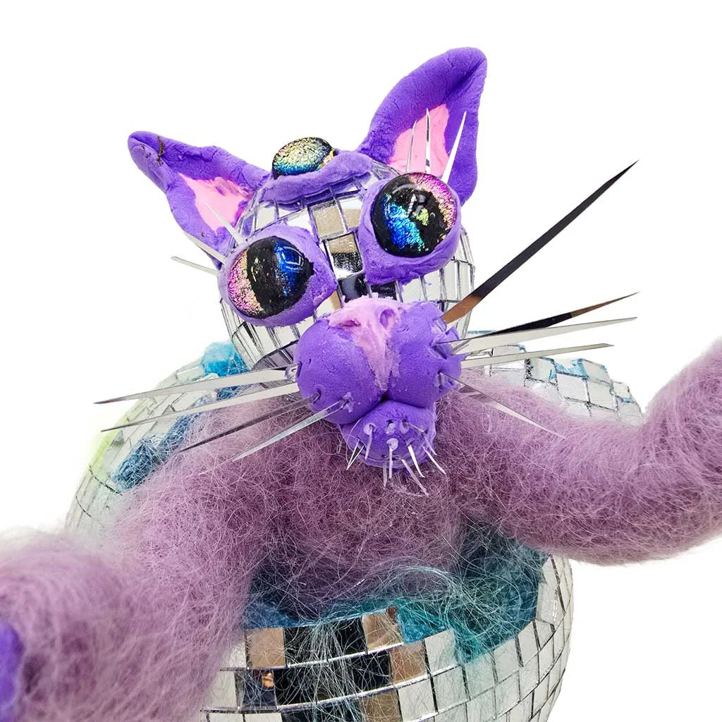 Cosmic Birth - Mixed Media Cat Sculpture