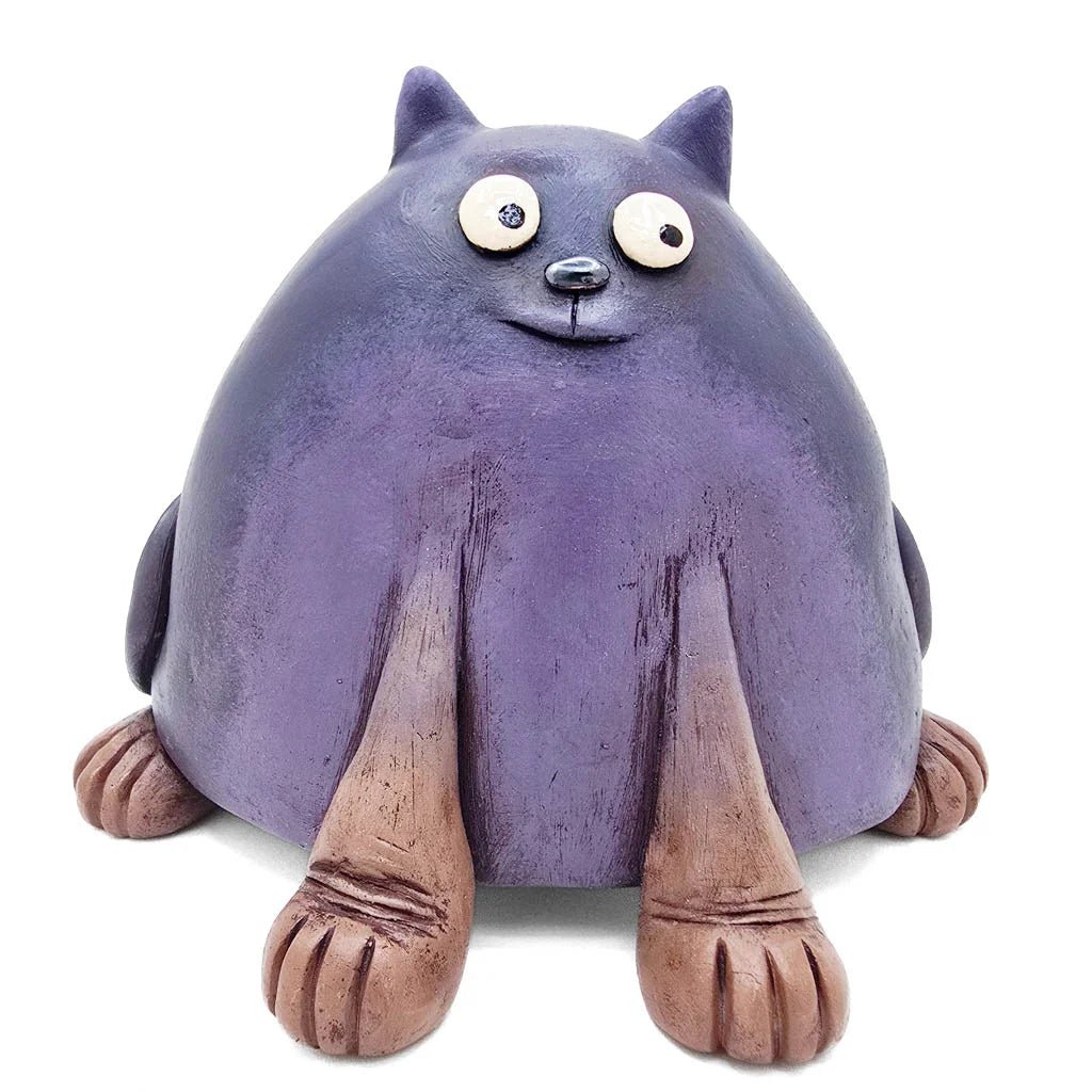 Sammy the Purple Cat - Original Ceramic Figurine