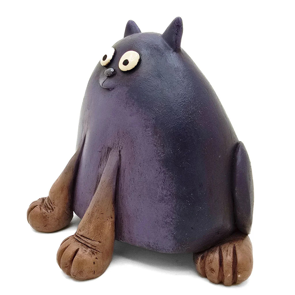 Sammy the Purple Cat - Original Ceramic Figurine