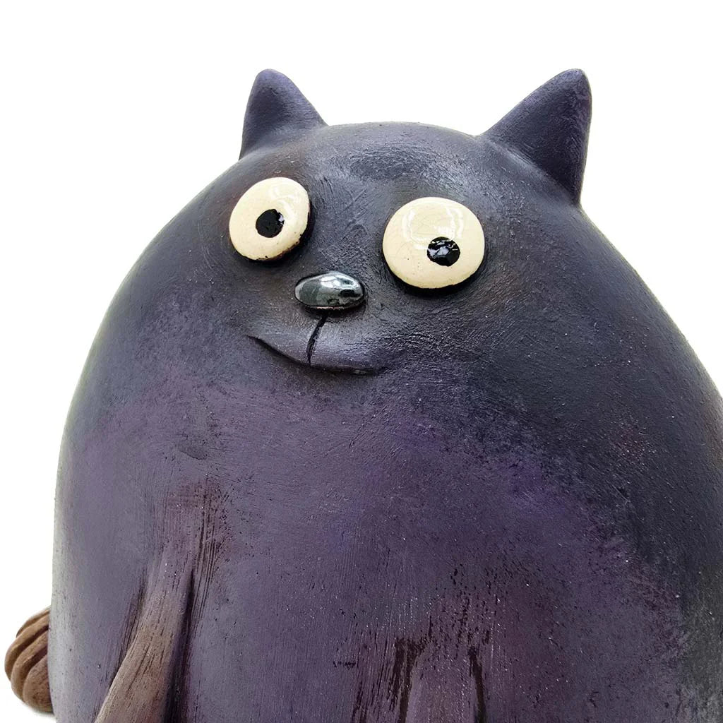 Sammy the Purple Cat - Original Ceramic Figurine