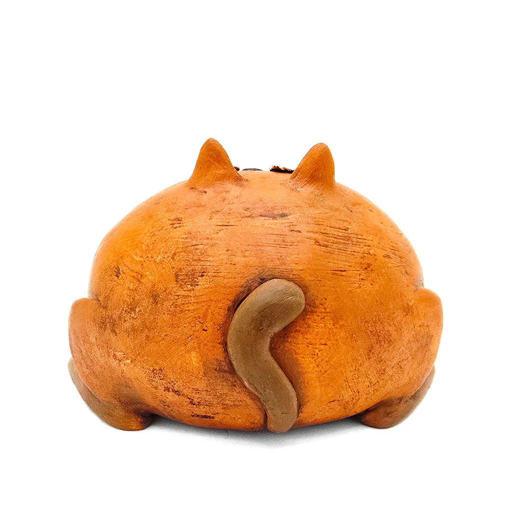 Sitting Orange Fat Cat - Original Ceramic Figurine